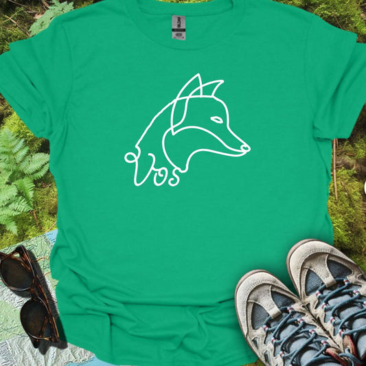 Renard dessin au trait blanc T-shirt tendance