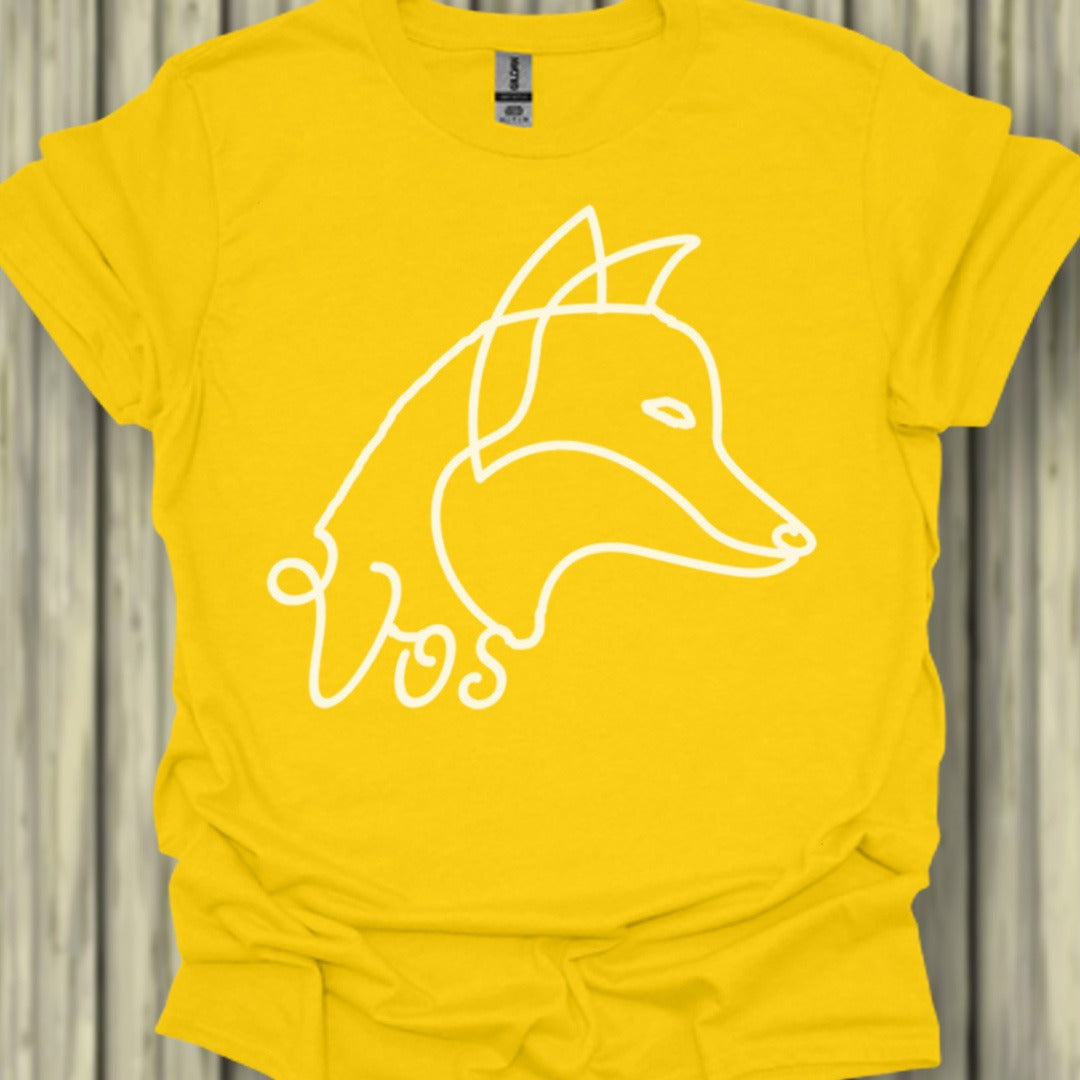 Renard dessin au trait blanc T-shirt tendance
