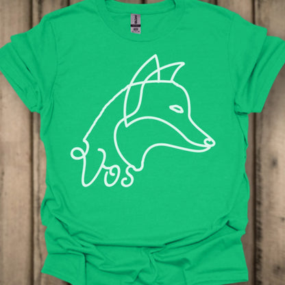 Renard dessin au trait blanc T-shirt tendance