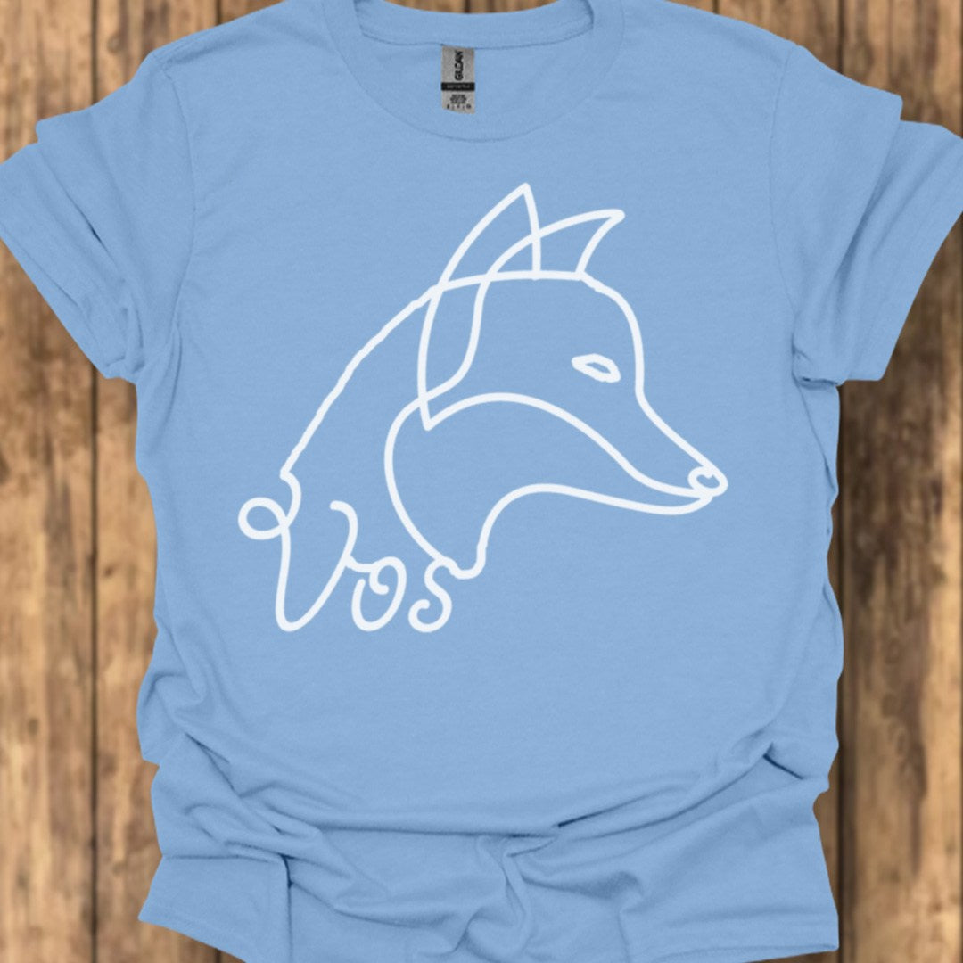 Renard dessin au trait blanc T-shirt tendance
