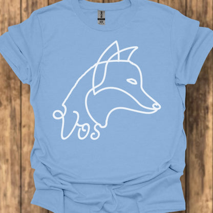 Renard dessin au trait blanc T-shirt tendance