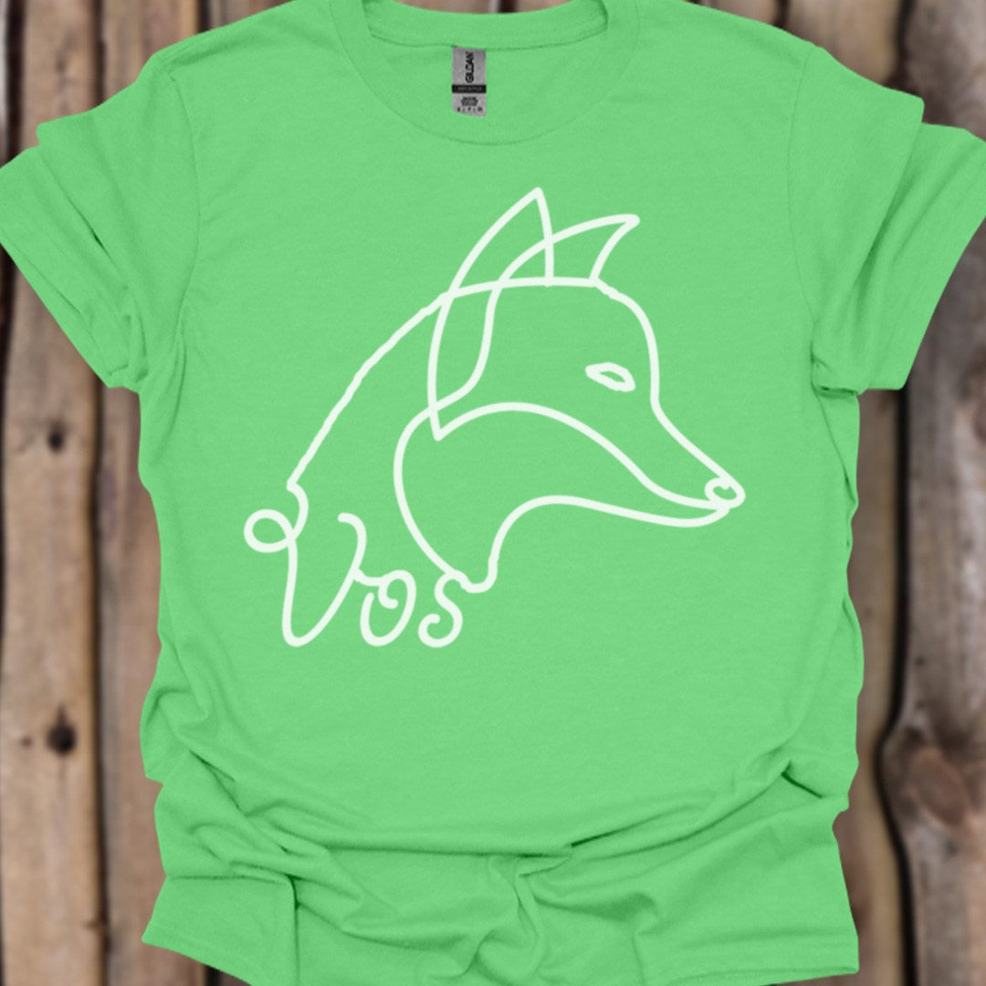 Renard dessin au trait blanc T-shirt tendance