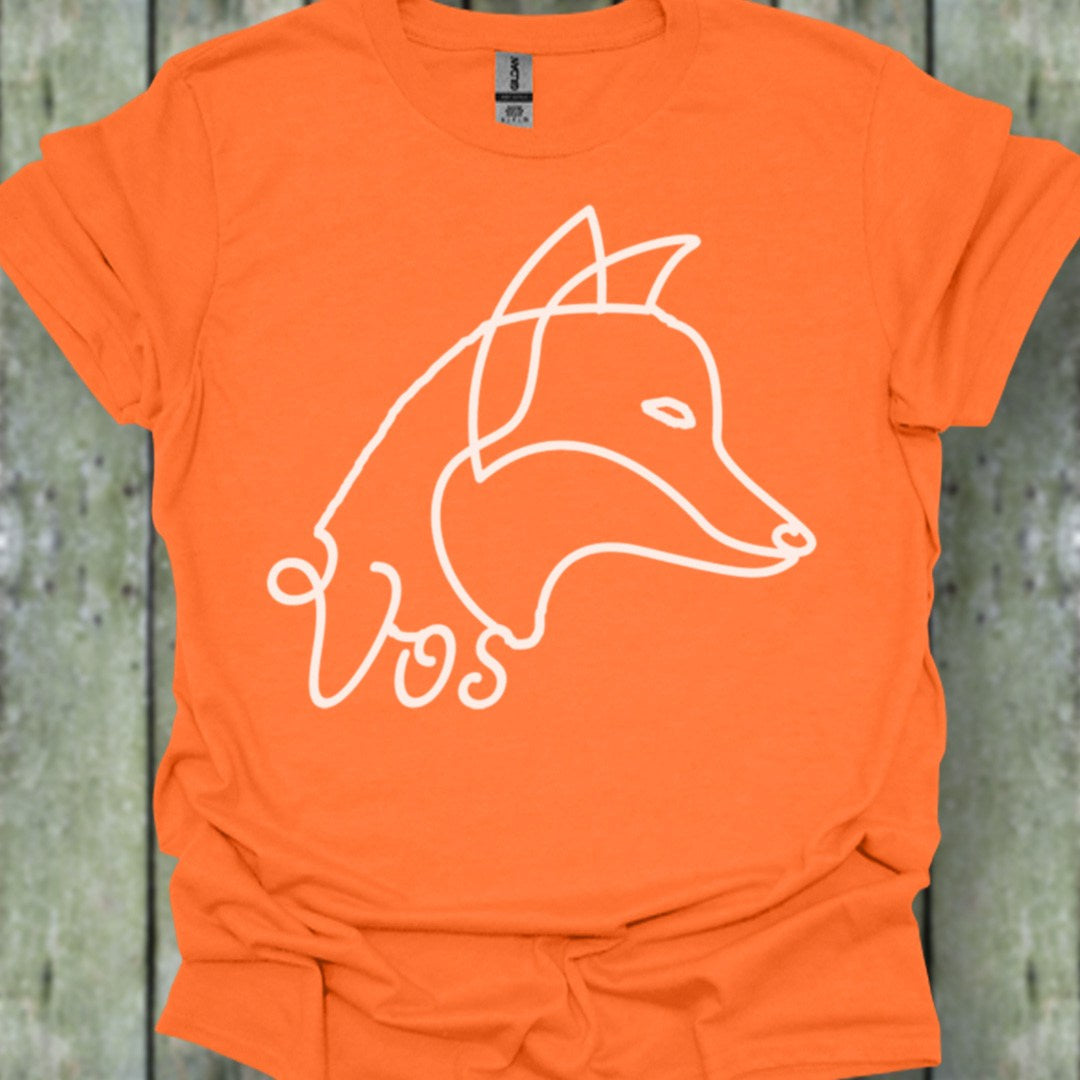 Renard dessin au trait blanc T-shirt tendance