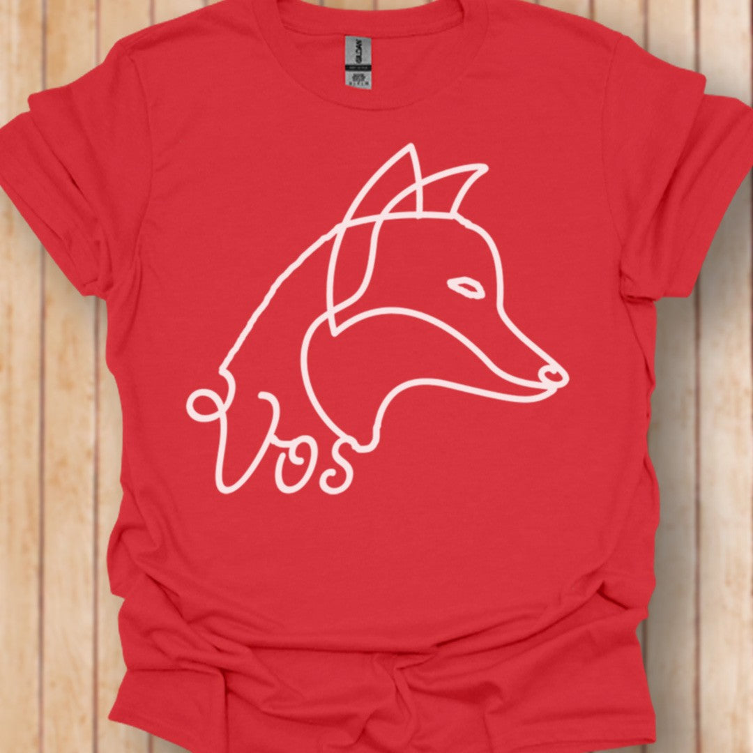 Renard dessin au trait blanc T-shirt tendance