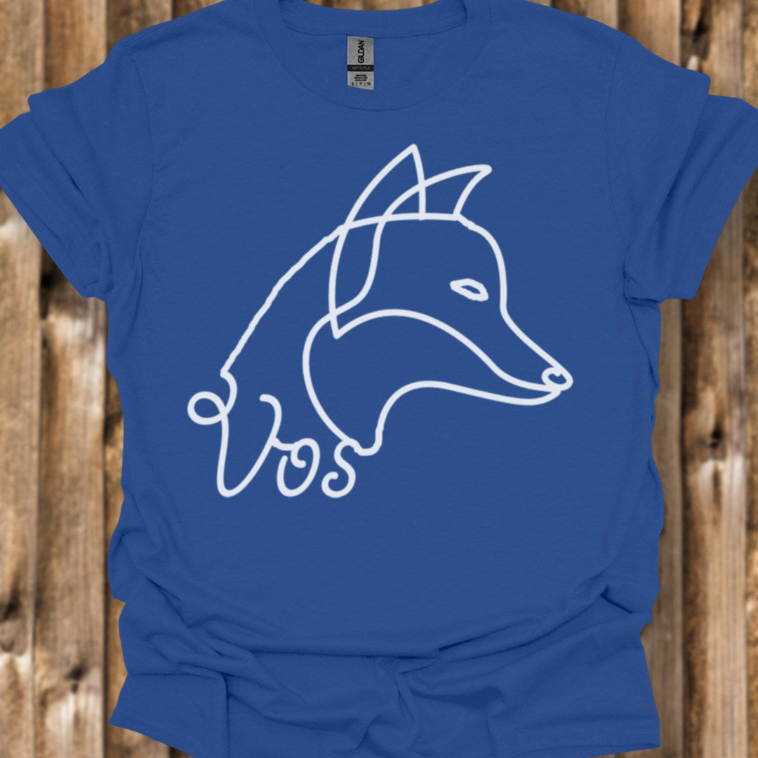 Renard dessin au trait blanc T-shirt tendance