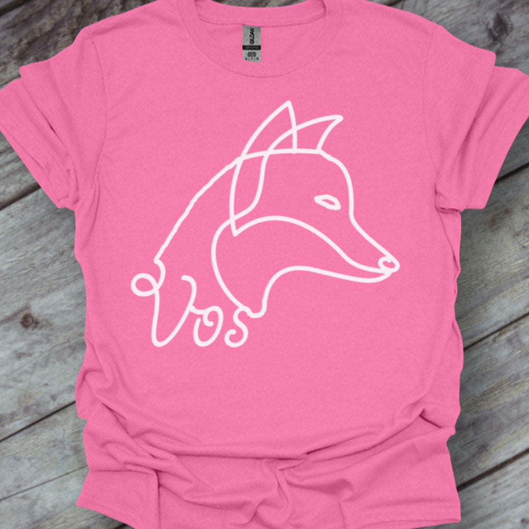 Renard dessin au trait blanc T-shirt tendance