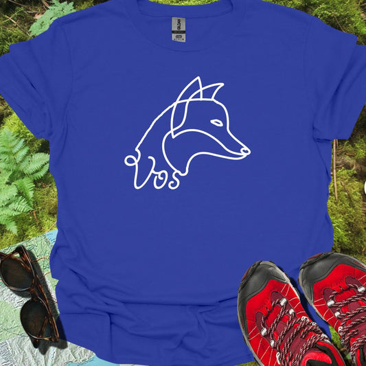 Renard dessin au trait blanc T-shirt tendance