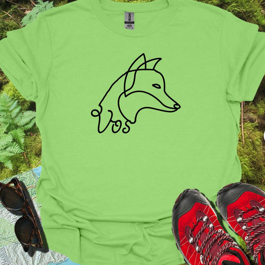 Renard dessin au trait noir T-shirt tendance