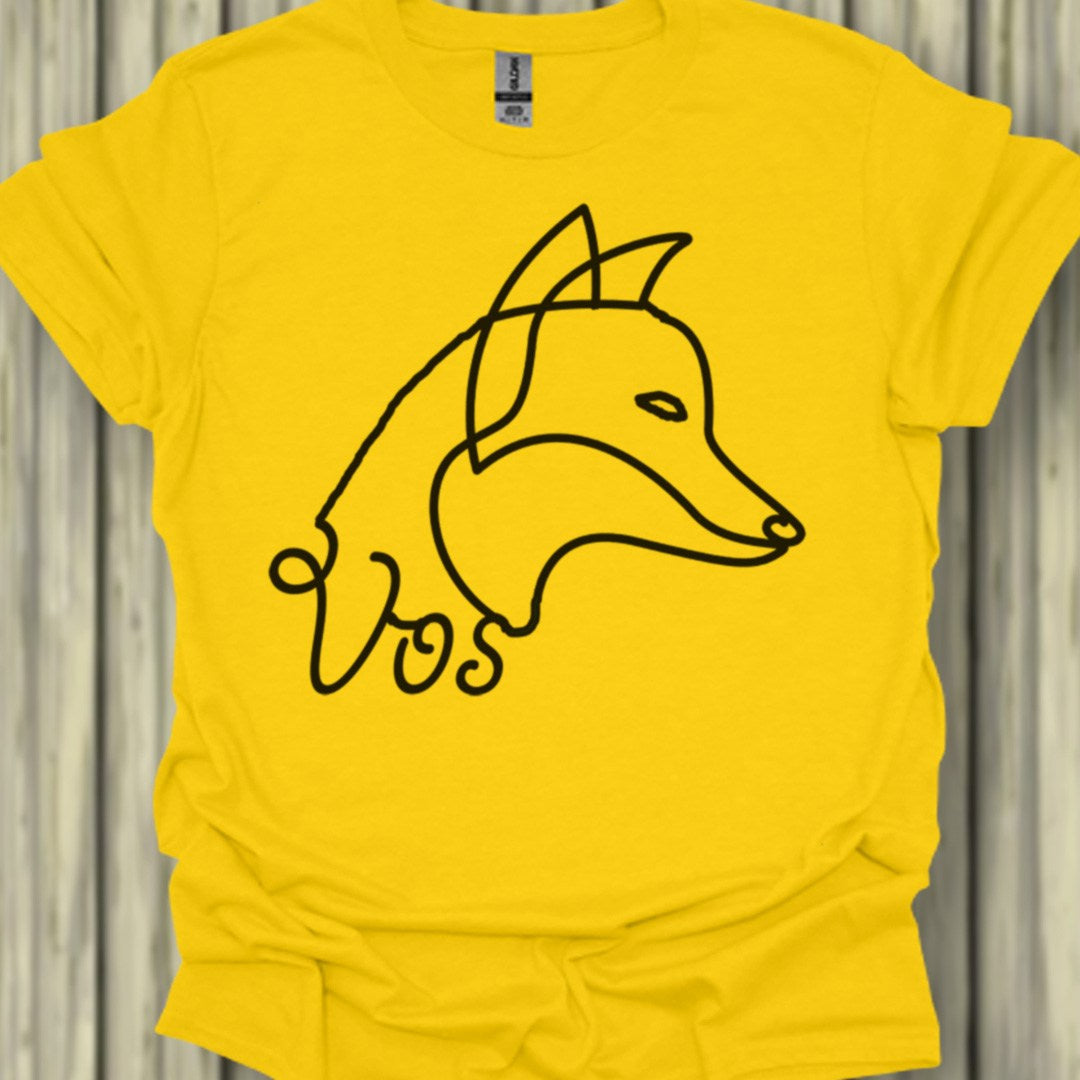 Vos lijntekening zwart trendy T-shirt