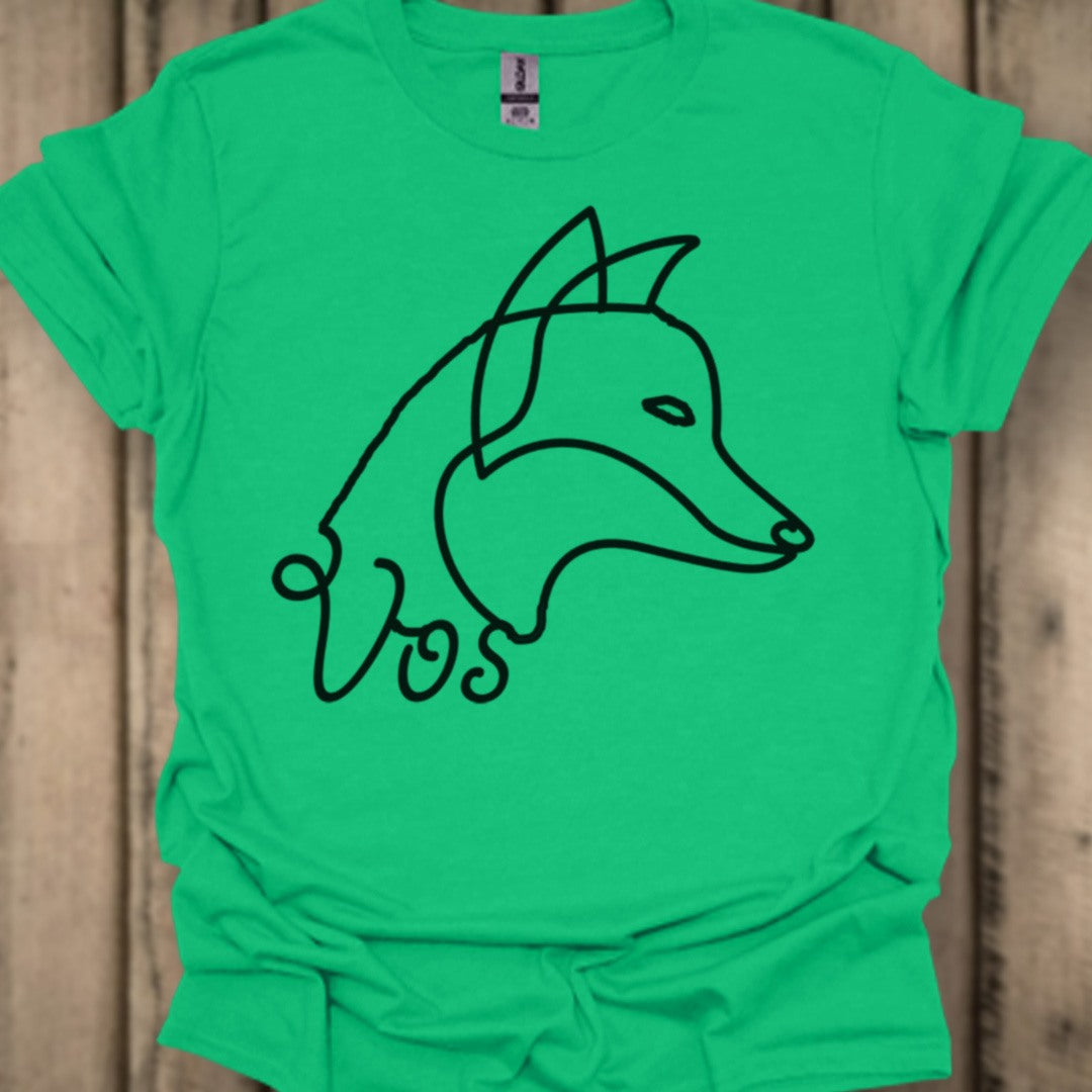 Vos lijntekening zwart trendy T-shirt