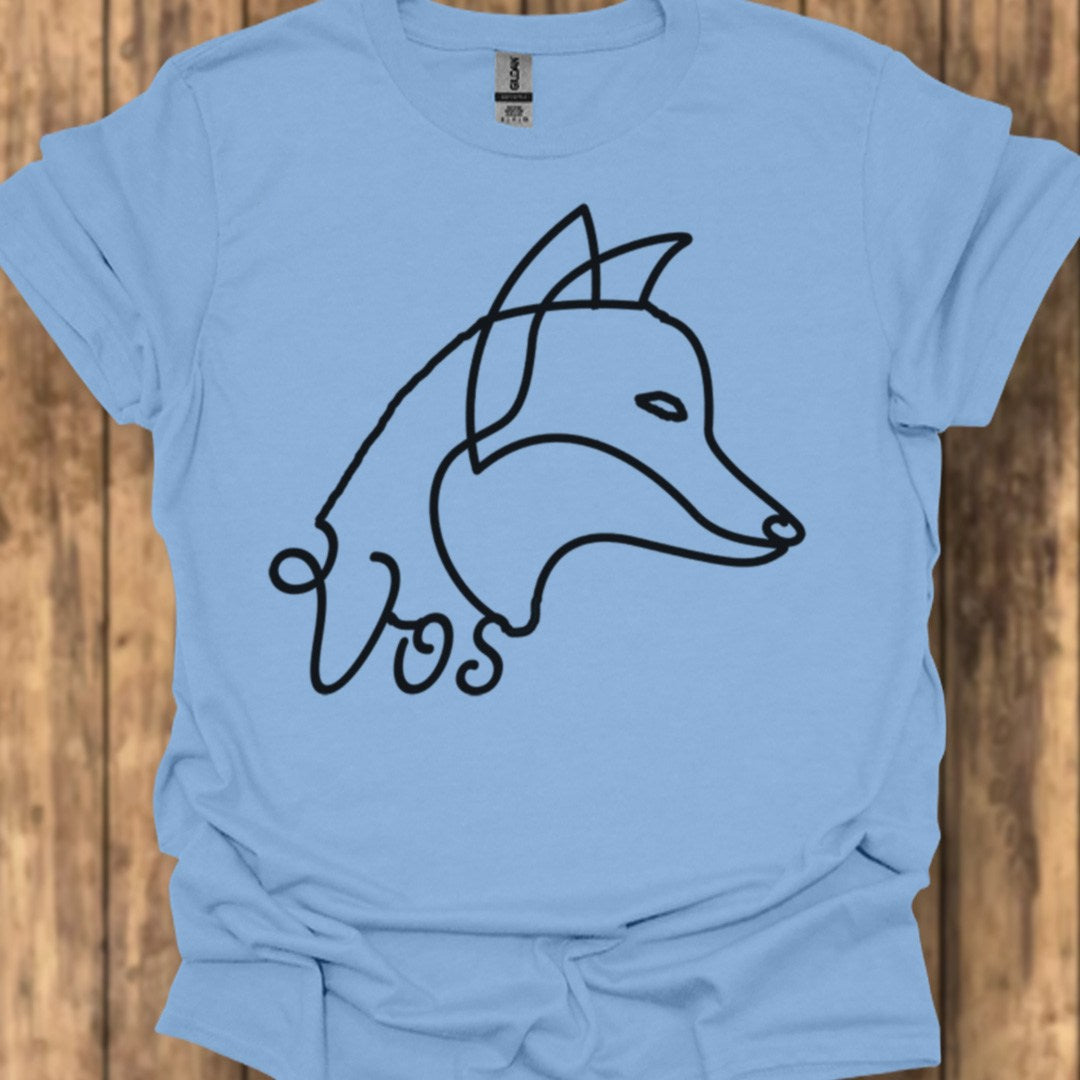 Vos lijntekening zwart trendy T-shirt