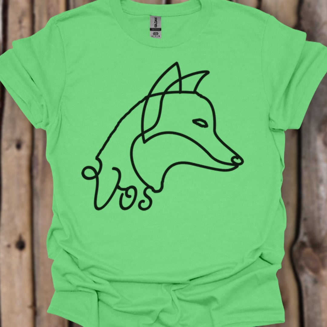 Vos lijntekening zwart trendy T-shirt