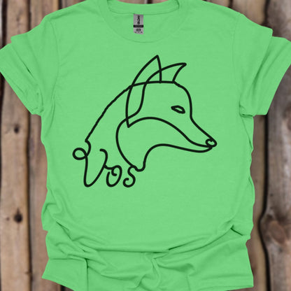 Vos lijntekening zwart trendy T-shirt