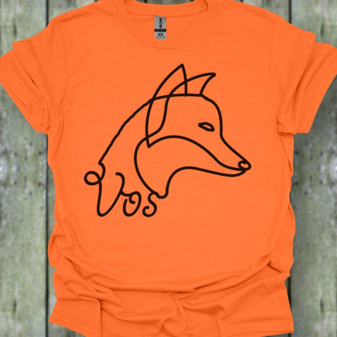 Vos lijntekening zwart trendy T-shirt