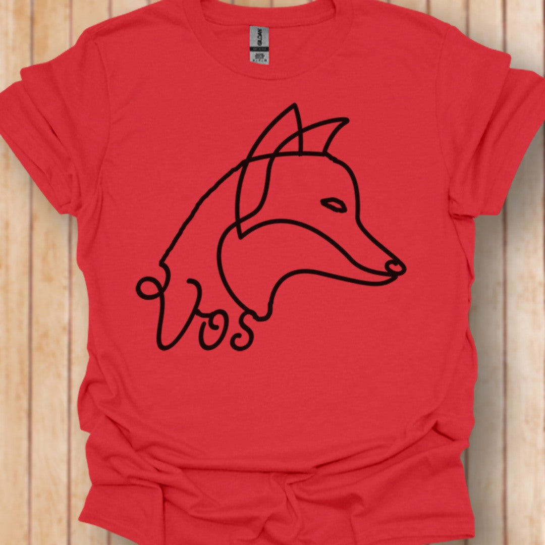 Vos lijntekening zwart trendy T-shirt