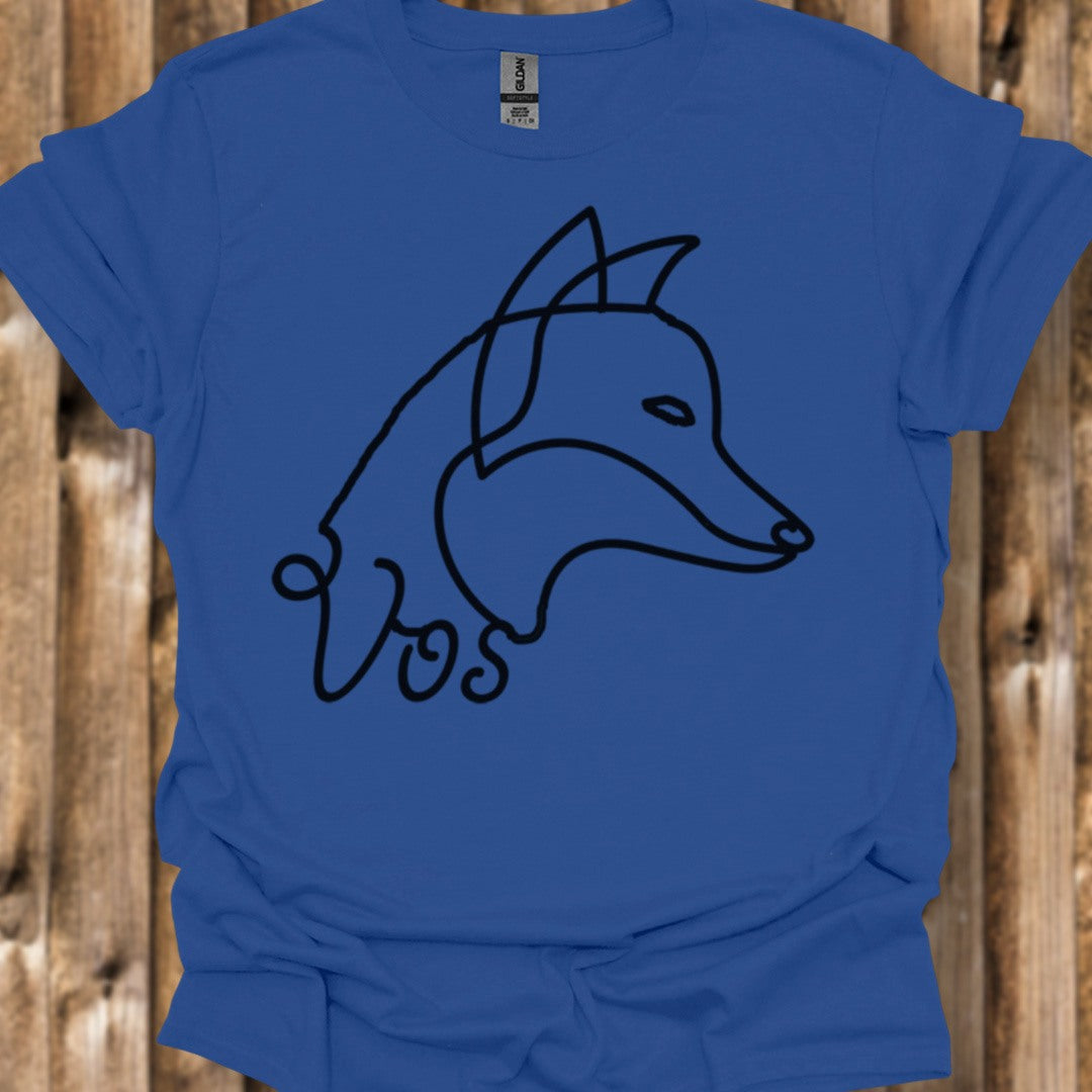 Vos lijntekening zwart trendy T-shirt