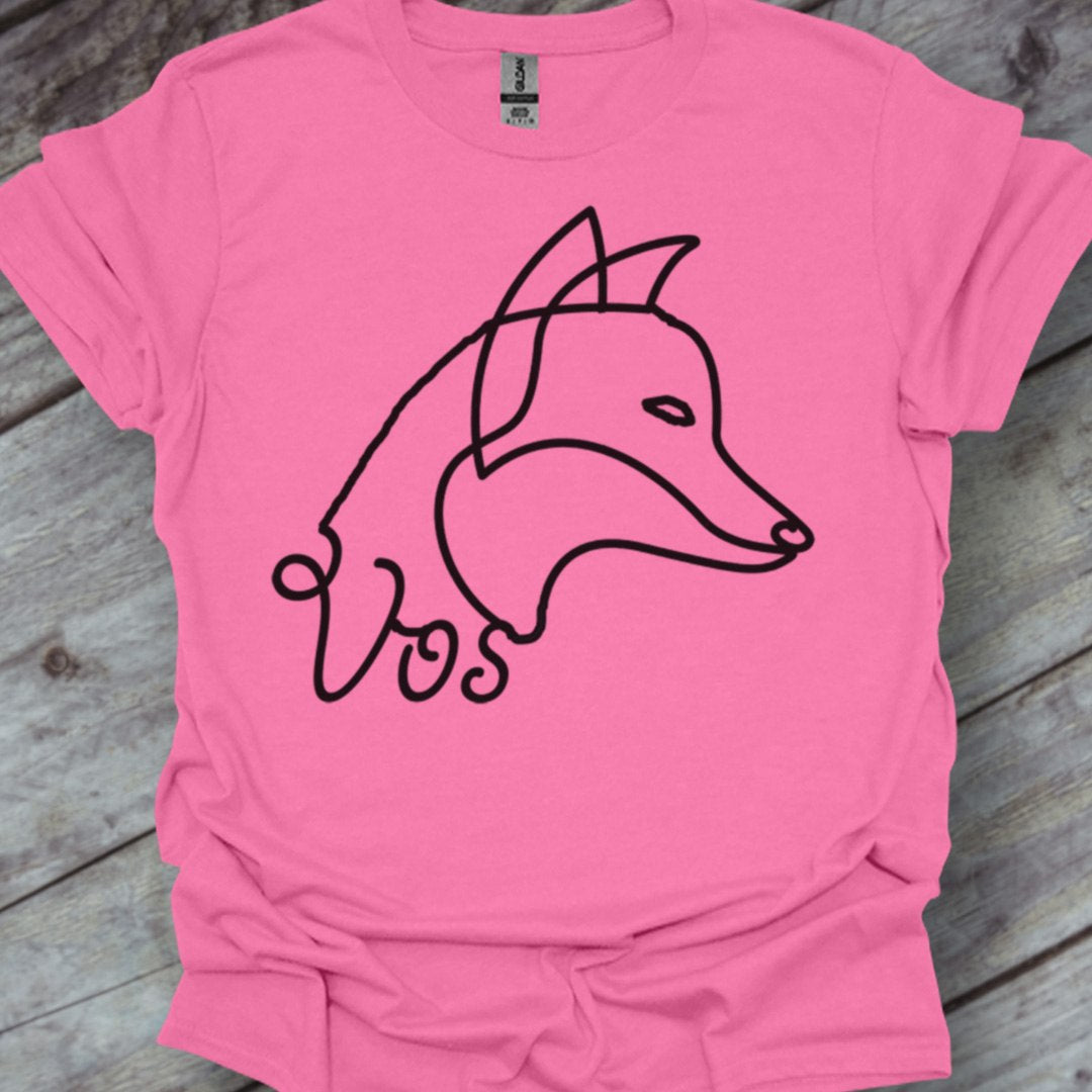 Vos lijntekening zwart trendy T-shirt