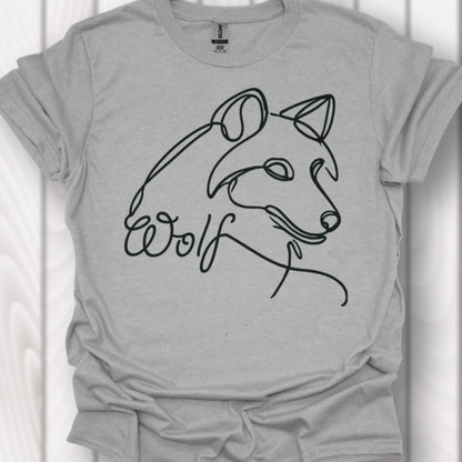 Wolf lijntekening zwart tijdloos T-shirt