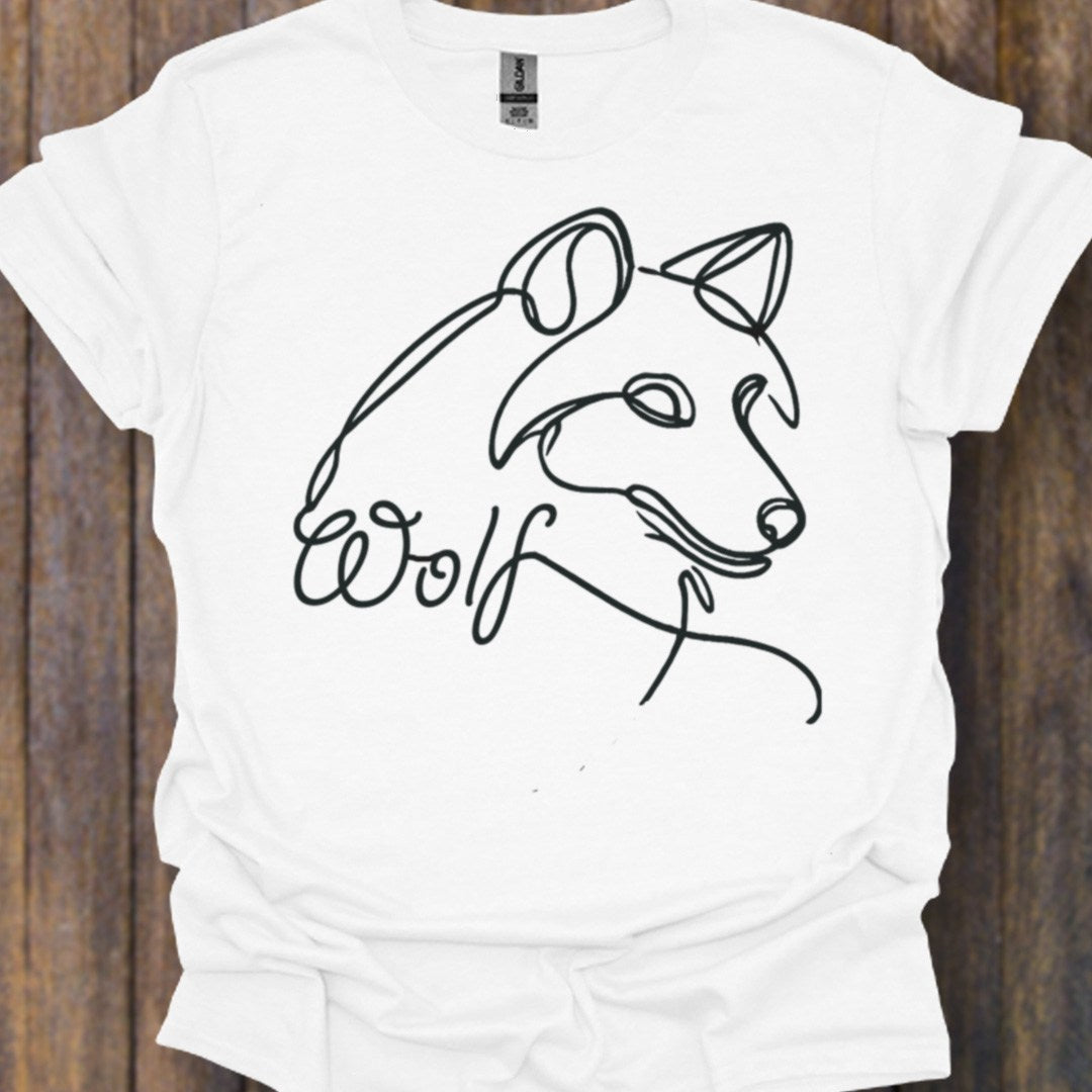 Wolf lijntekening zwart tijdloos T-shirt