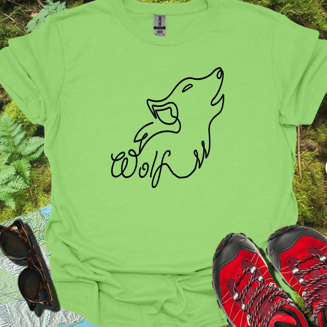 Loup hurlant dessin au trait noir T-shirt tendance