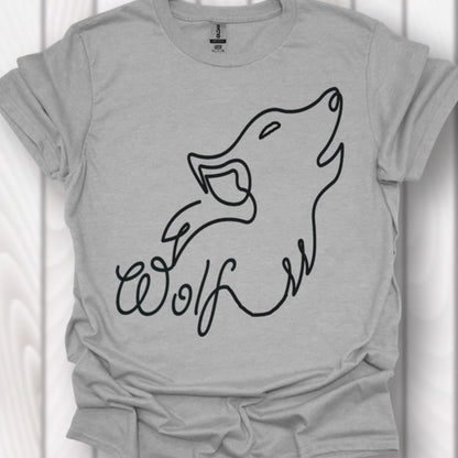Howling wolf line drawing black timeless T-shirt