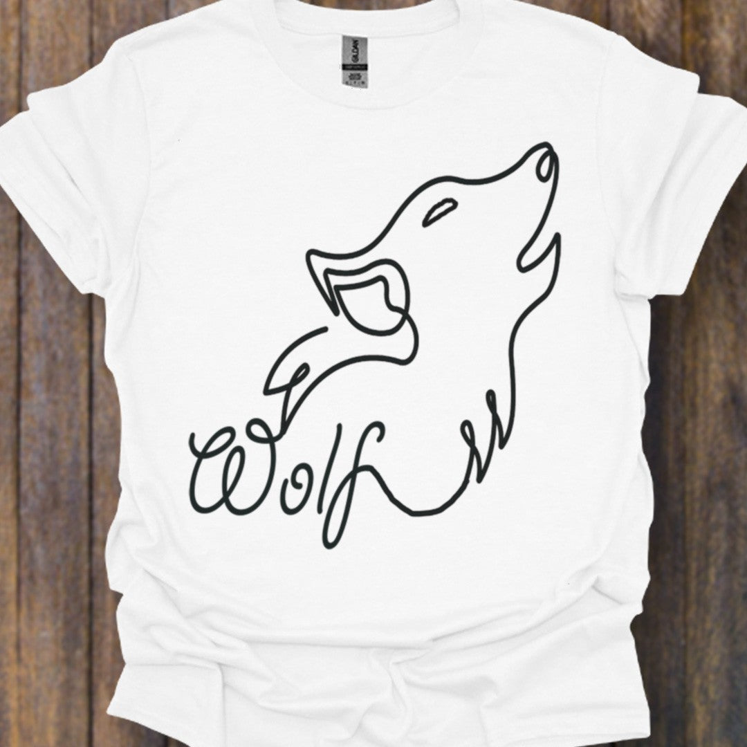 Howling wolf line drawing black timeless T-shirt