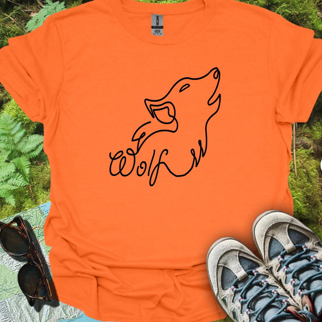 Loup hurlant dessin au trait noir T-shirt tendance
