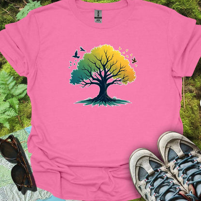 Arbre vert-jaune T-shirt tendance 