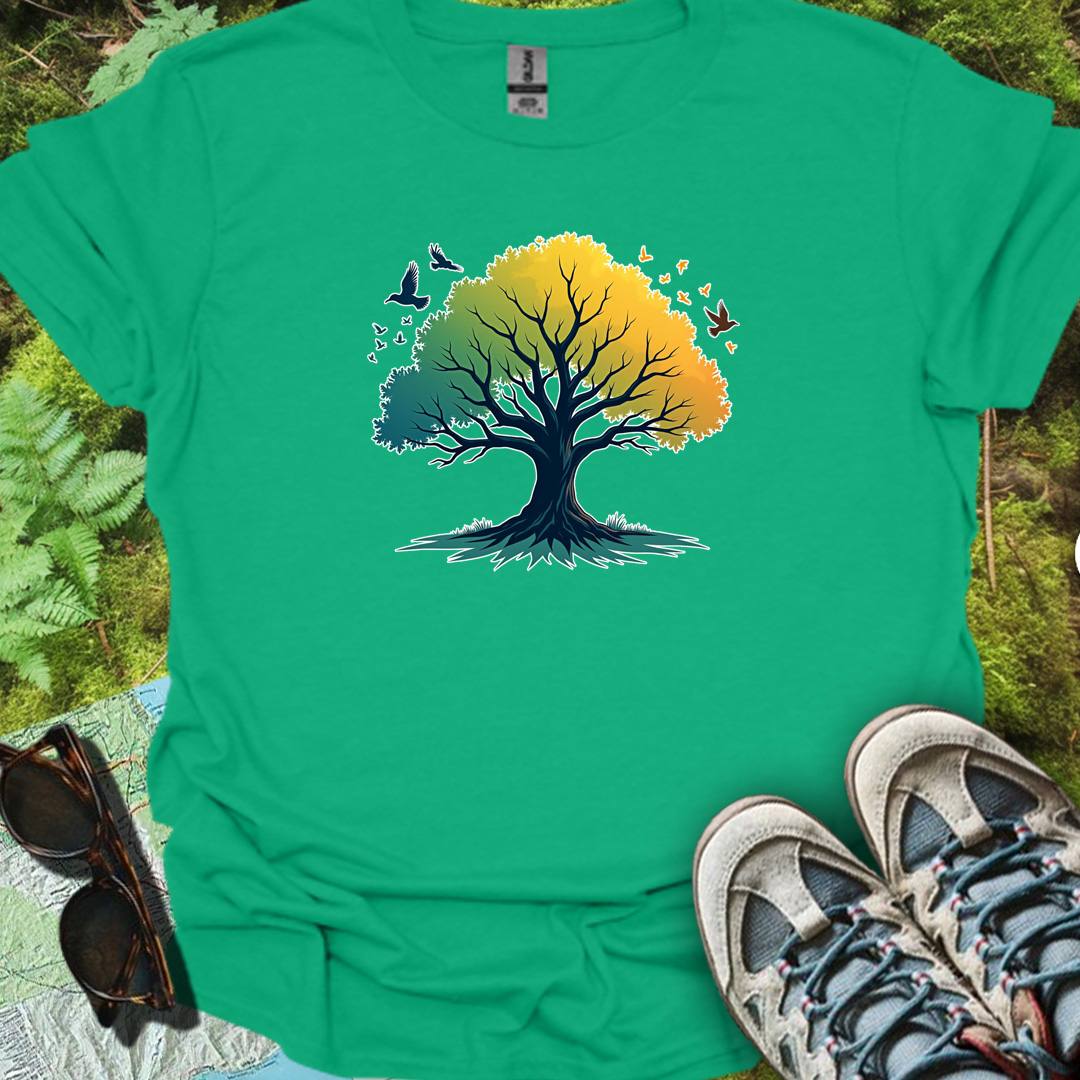 Arbre vert-jaune T-shirt tendance 