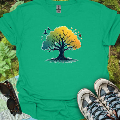 Arbre vert-jaune T-shirt tendance 