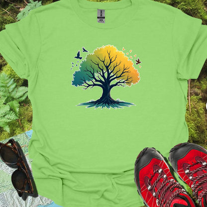 Arbre vert-jaune T-shirt tendance 