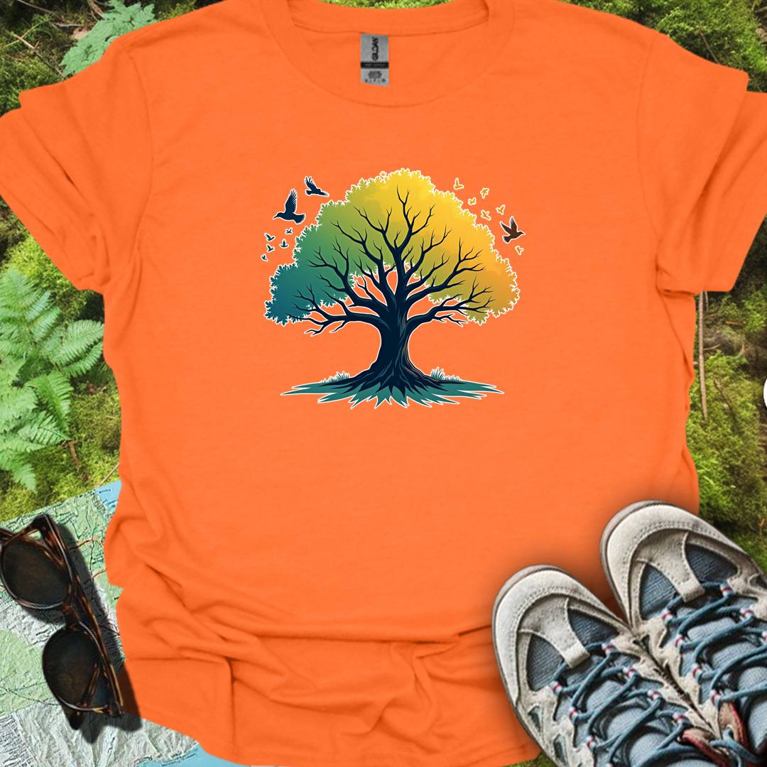 Arbre vert-jaune T-shirt tendance 