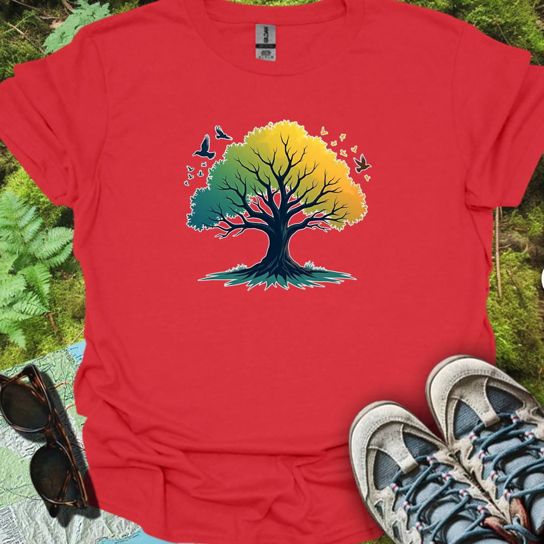 Arbre vert-jaune T-shirt tendance 