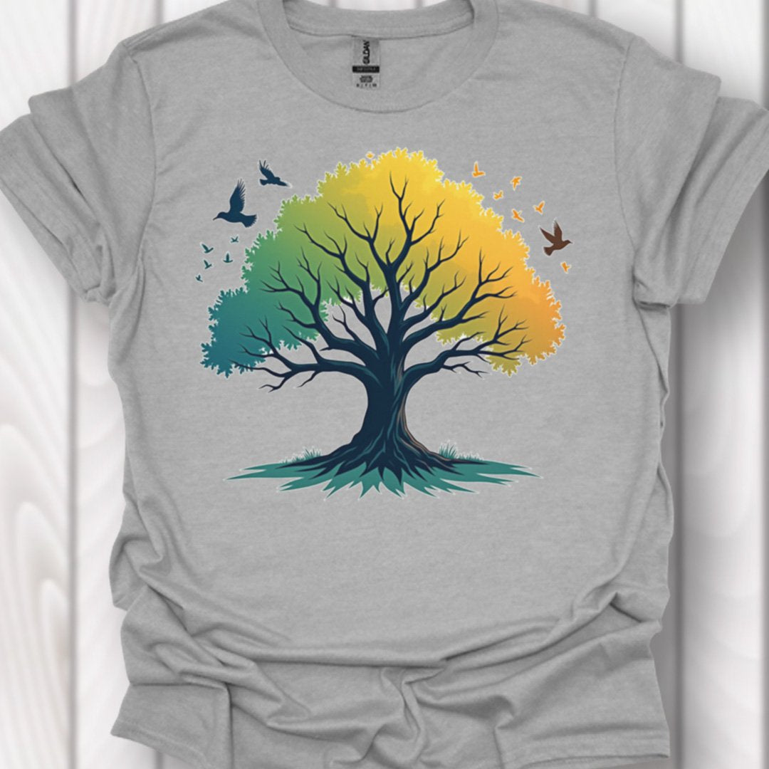 Groengele boom tijdloos T-shirt