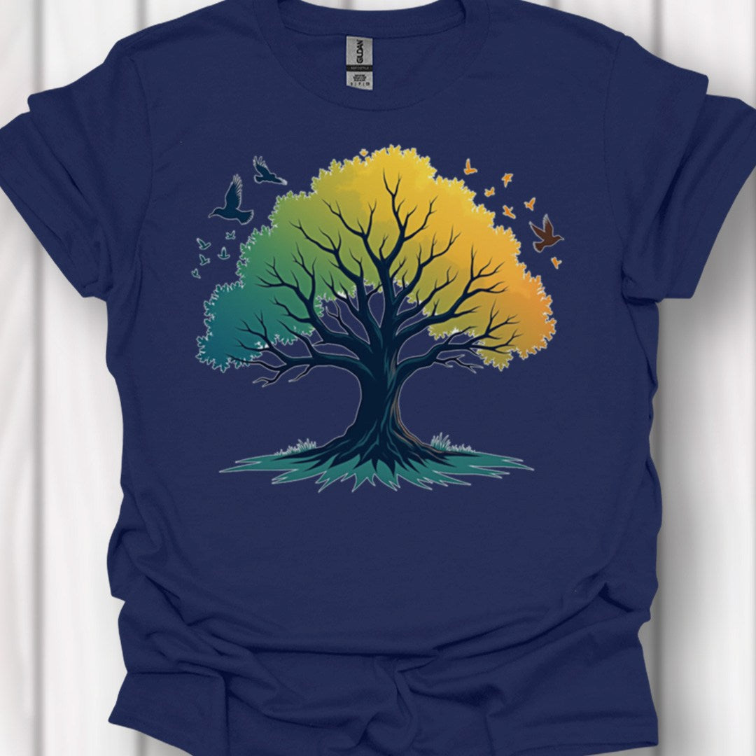 Groengele boom tijdloos T-shirt