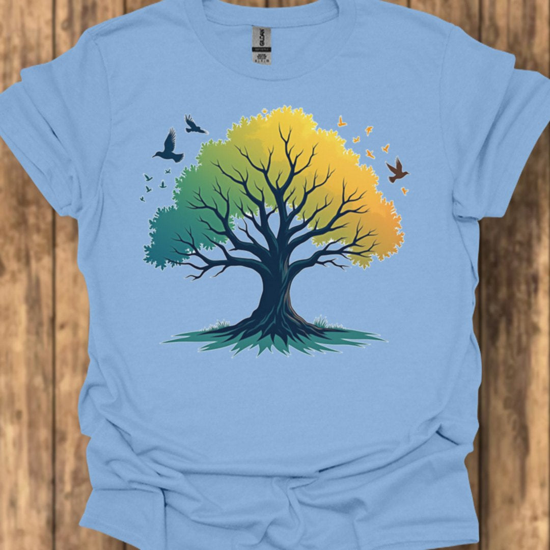 Green-yellow tree trendy T-shirt