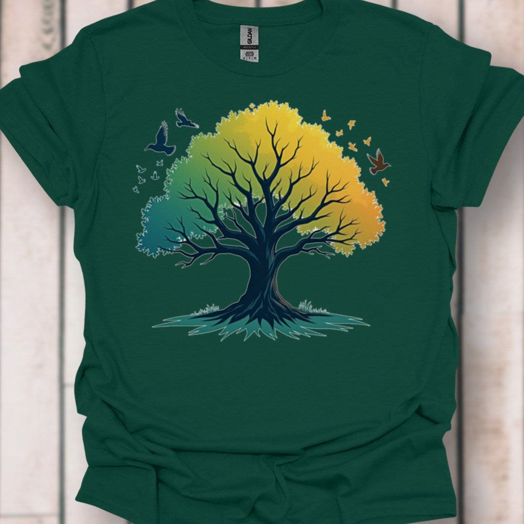 Groengele boom tijdloos T-shirt
