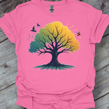 Green-yellow tree trendy T-shirt