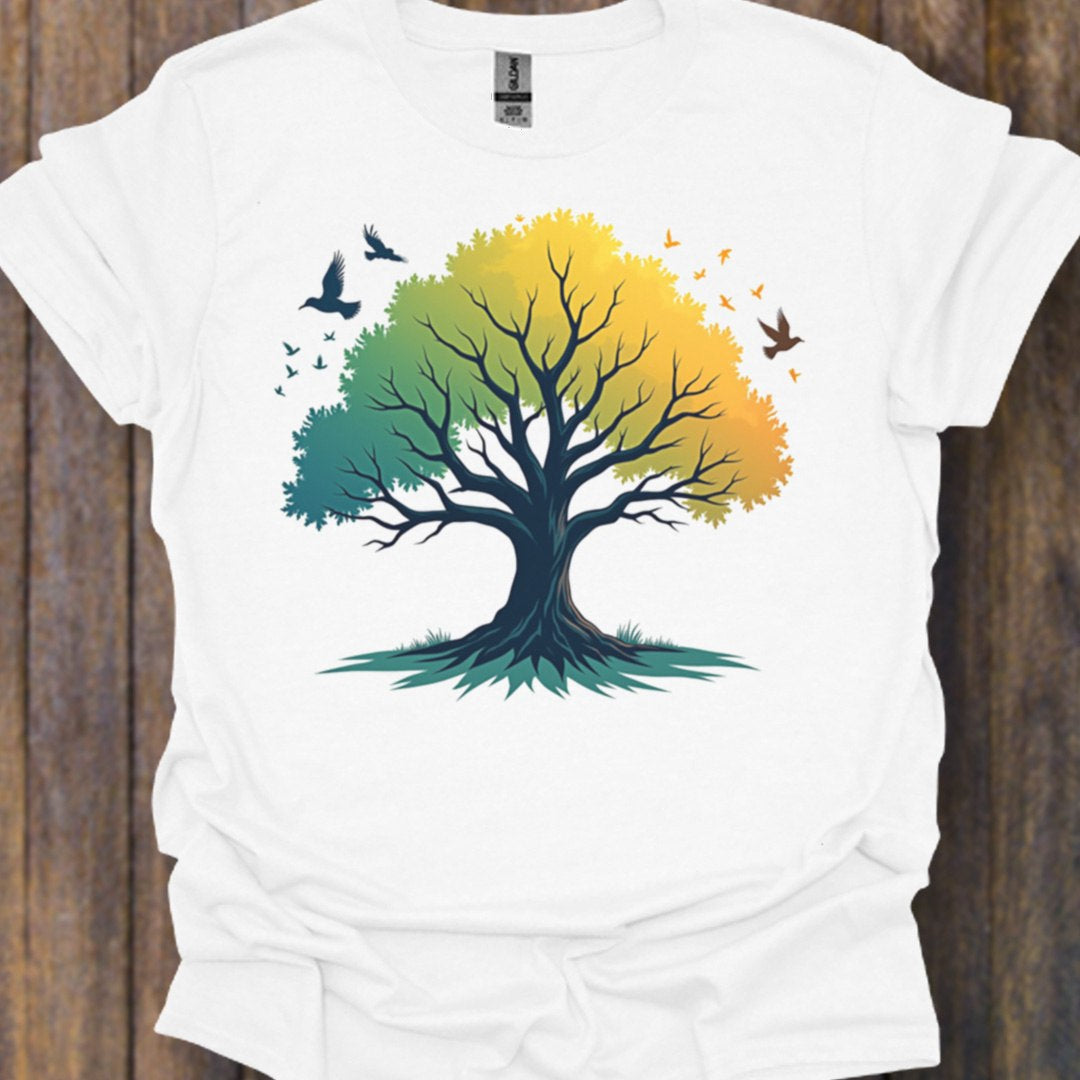 Groengele boom tijdloos T-shirt