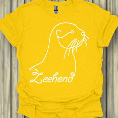 Seal line drawing white trendy T-shirt