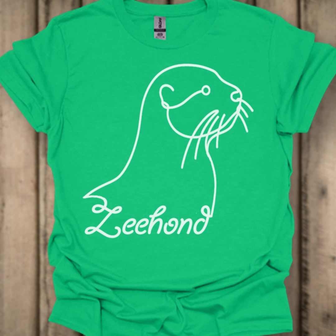 Seal line drawing white trendy T-shirt