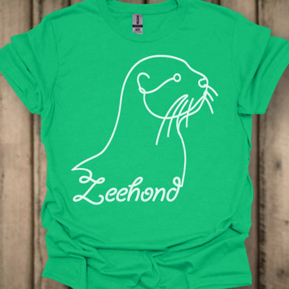 Seal line drawing white trendy T-shirt