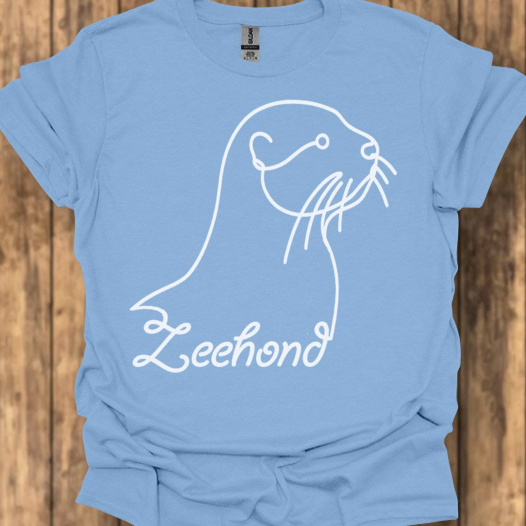 Seal line drawing white trendy T-shirt