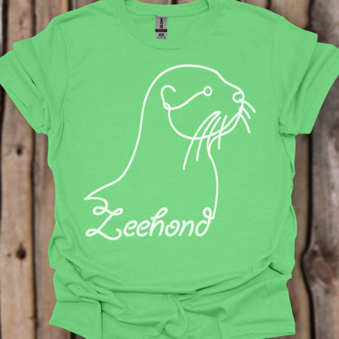 Seal line drawing white trendy T-shirt
