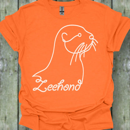 Seal line drawing white trendy T-shirt