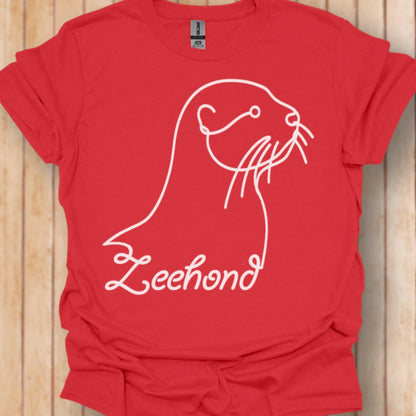 Seal line drawing white trendy T-shirt