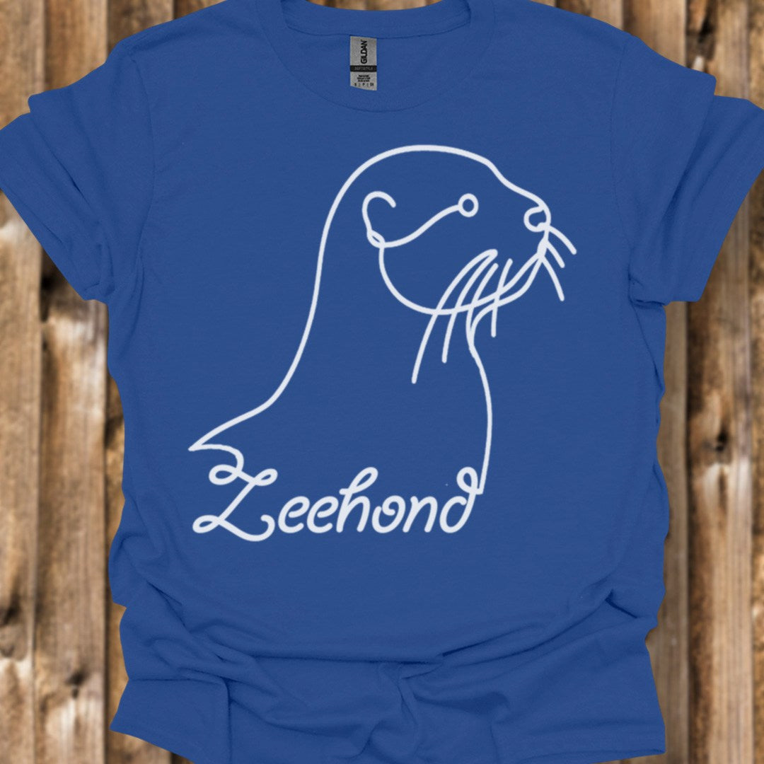 Seal line drawing white trendy T-shirt