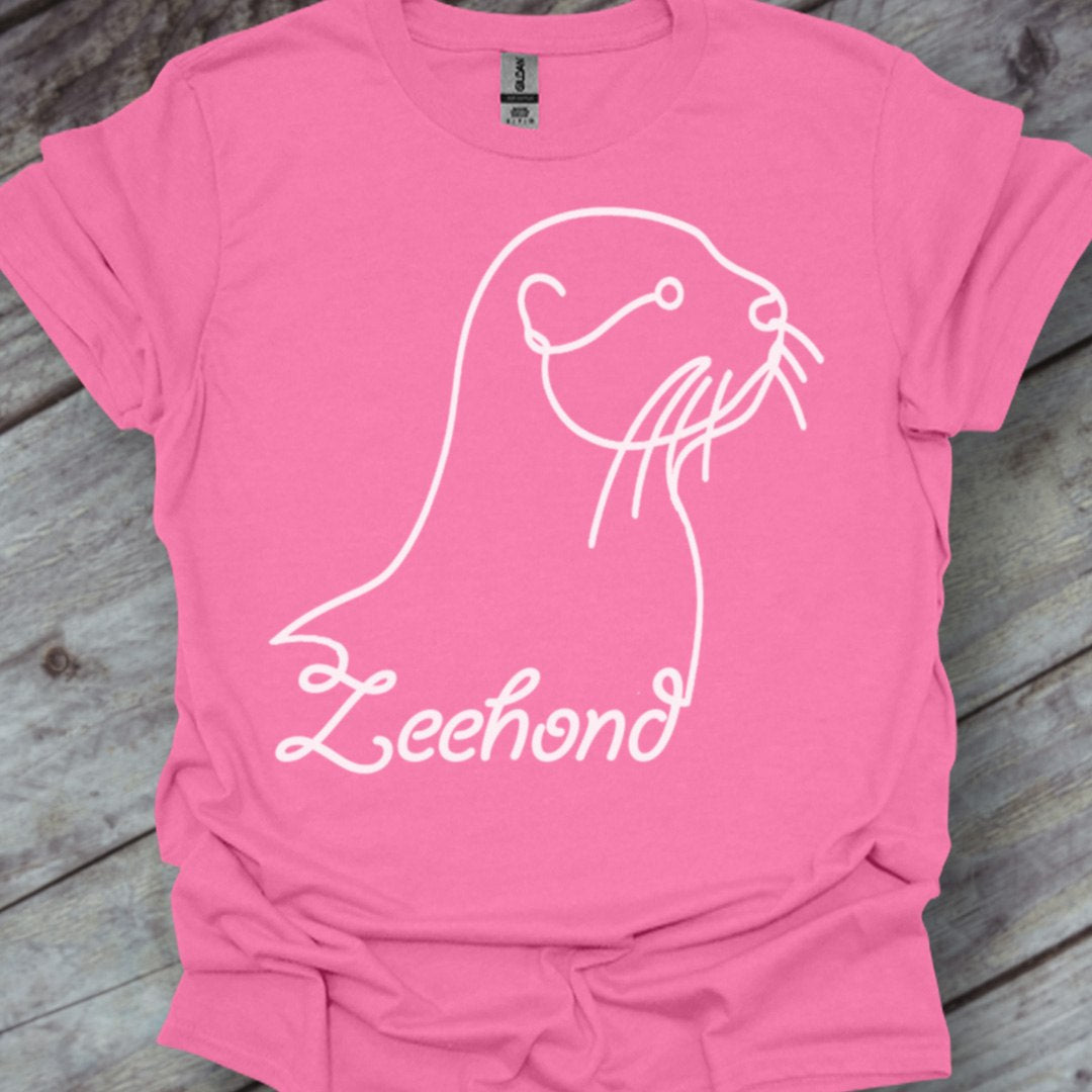 Seal line drawing white trendy T-shirt