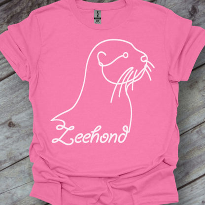 Seal line drawing white trendy T-shirt
