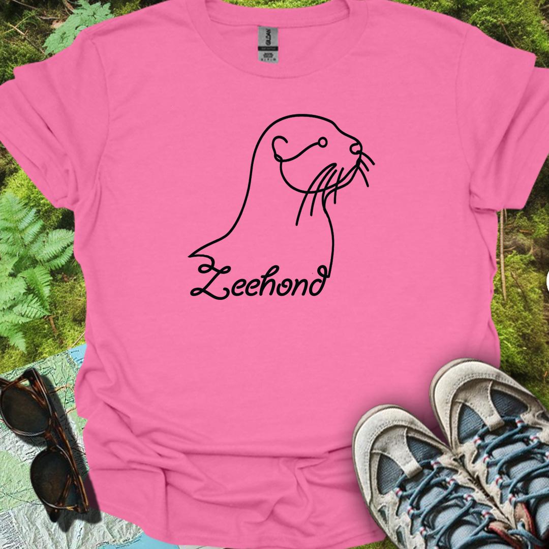 Zeehond lijntekening zwart trendy T-shirt